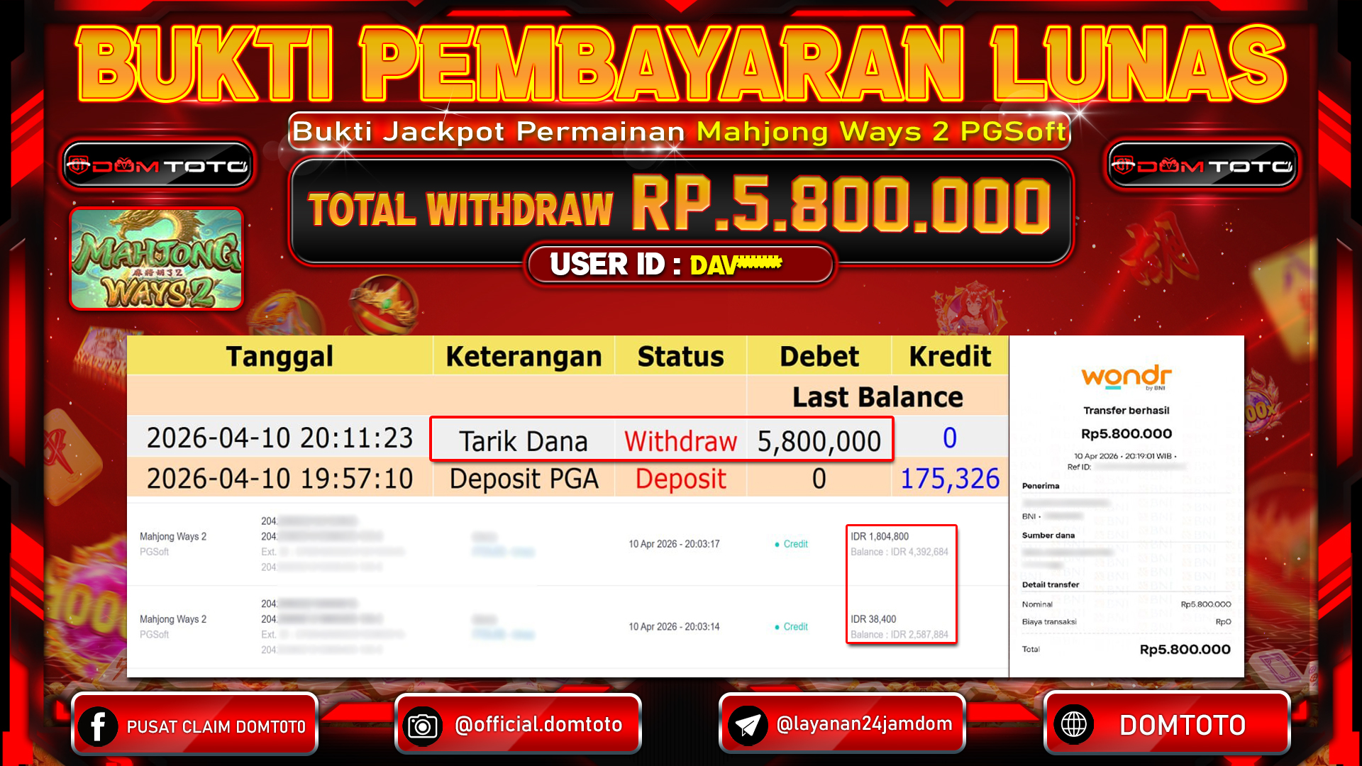 JACKPOT SLOT Mahjong Ways 2 PGSoft 10 APRIL 2026